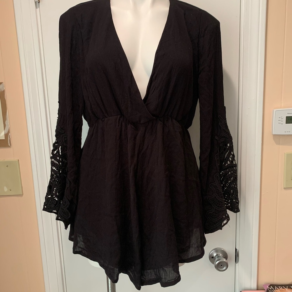 San Joy Black Lacey Romper